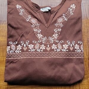 PEASANT FLORAL KNIT TUNIC